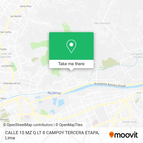 CALLE 15 MZ Q LT 8  CAMPOY TERCERA ETAPA map