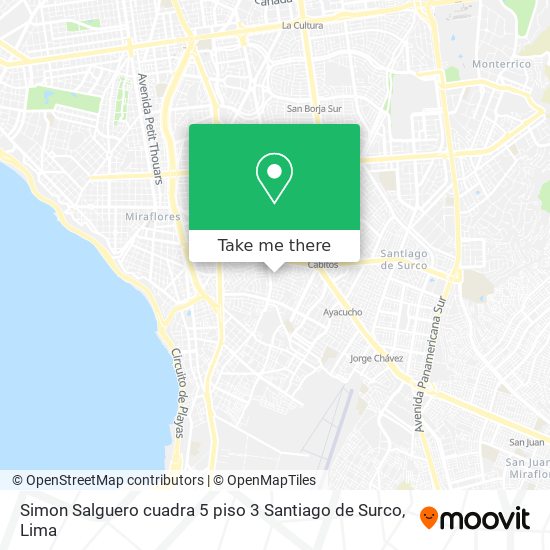 Simon Salguero cuadra 5  piso 3  Santiago de Surco map