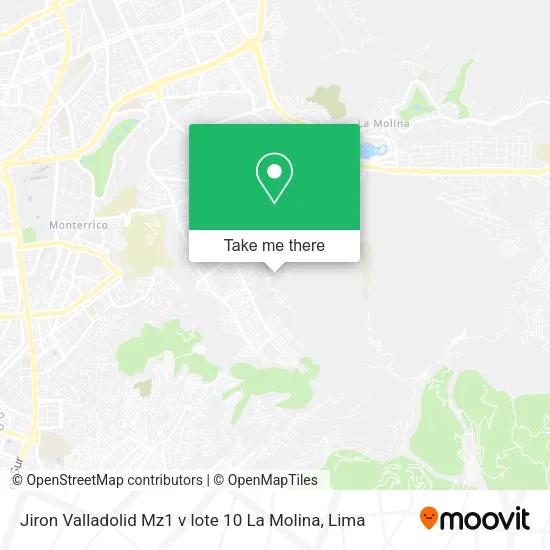 Mapa de Jiron Valladolid Mz1 v lote 10 La Molina