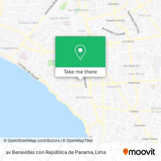 av  Benavides con República de Panama map