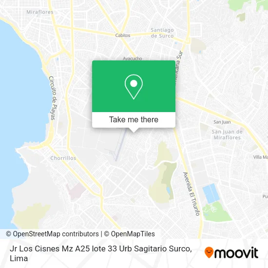 Jr   Los Cisnes Mz  A25  lote 33  Urb  Sagitario  Surco map