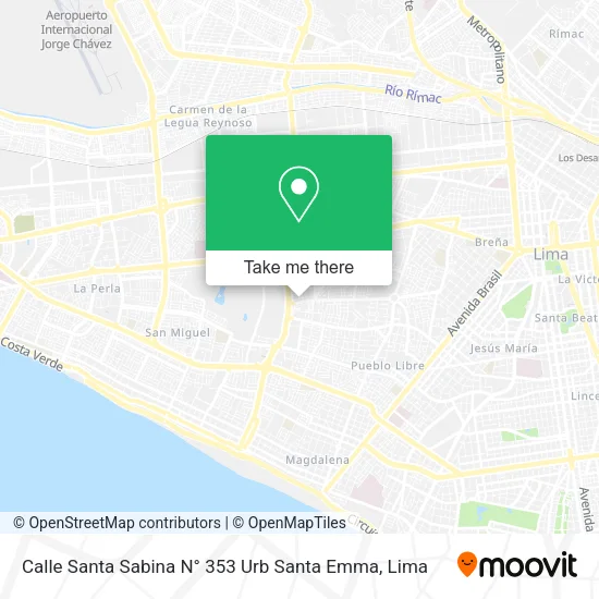 Calle Santa Sabina N° 353  Urb  Santa Emma map