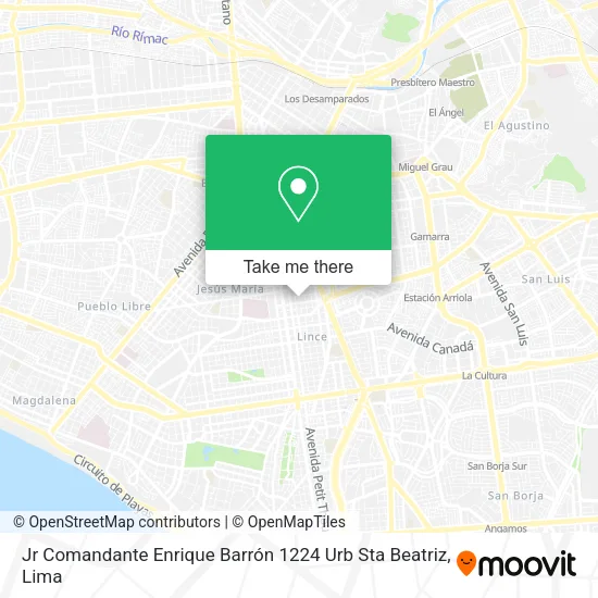 Mapa de Jr  Comandante Enrique Barrón 1224  Urb  Sta  Beatriz