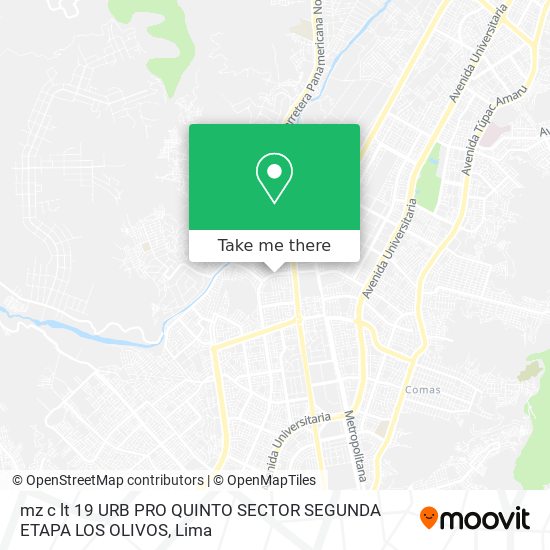 mz c  lt 19 URB  PRO QUINTO SECTOR   SEGUNDA ETAPA LOS OLIVOS map