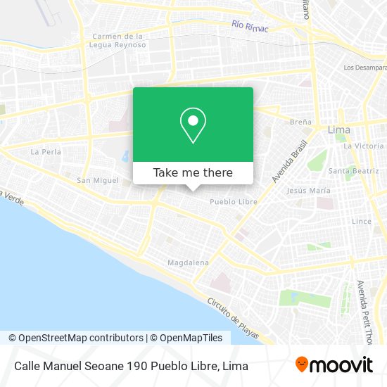 Calle Manuel Seoane 190  Pueblo Libre map