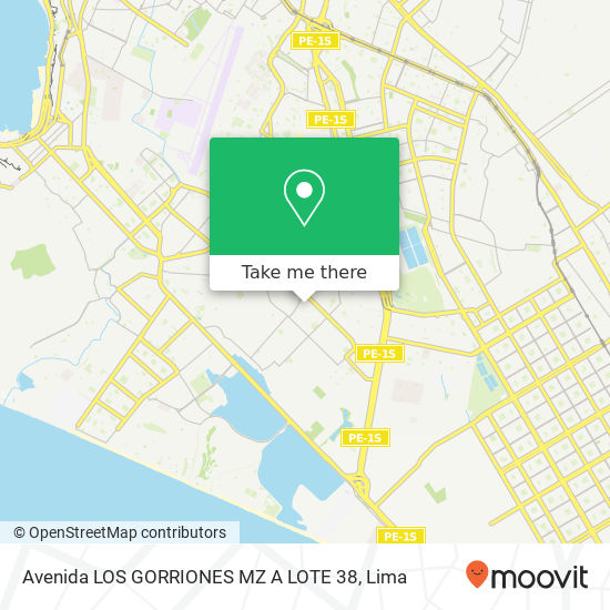 Avenida LOS GORRIONES MZ  A   LOTE 38 map
