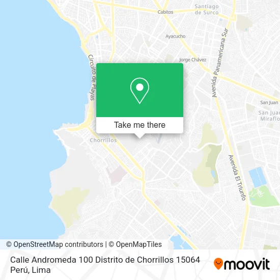Mapa de Calle Andromeda 100  Distrito de Chorrillos 15064  Perú