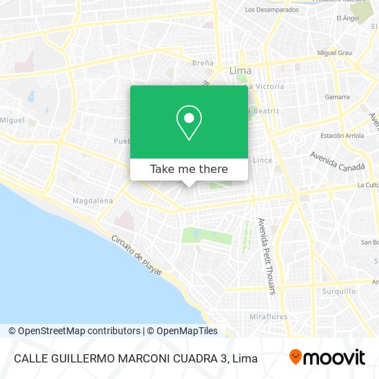 CALLE GUILLERMO MARCONI CUADRA 3 map