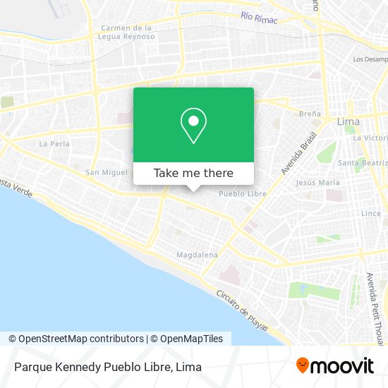 Mapa de Parque Kennedy  Pueblo Libre