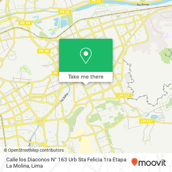 Mapa de Calle los Diaconos N° 163 Urb Sta Felicia  1ra  Etapa  La Molina