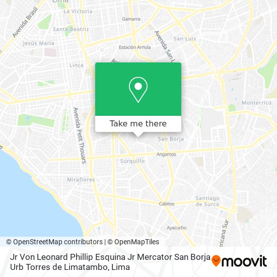 Jr Von Leonard Phillip Esquina Jr Mercator San Borja Urb Torres de Limatambo map