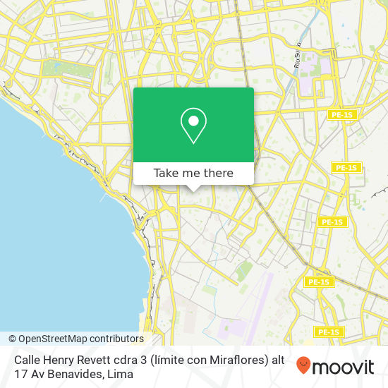 Mapa de Calle Henry Revett cdra 3 (límite con Miraflores) alt  17 Av  Benavides