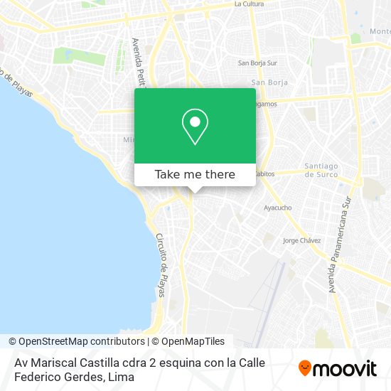 Av  Mariscal Castilla cdra 2 esquina con la Calle Federico Gerdes map
