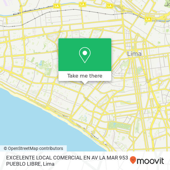 EXCELENTE LOCAL COMERCIAL  EN AV LA MAR 953 PUEBLO LIBRE map