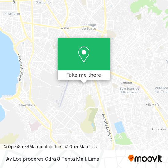 Av  Los proceres Cdra  8   Penta Mall map