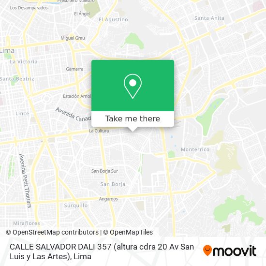CALLE SALVADOR DALI 357 (altura cdra  20   Av  San Luis y Las Artes) map