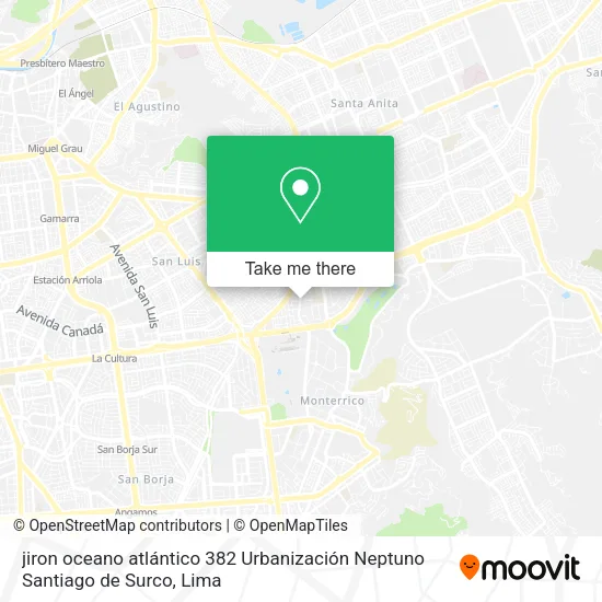 Mapa de jiron oceano atlántico 382  Urbanización Neptuno  Santiago de Surco