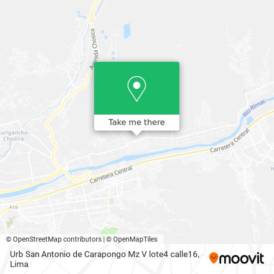 Urb San Antonio de Carapongo Mz V lote4 calle16 map