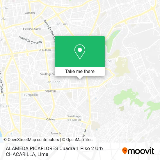 Mapa de ALAMEDA PICAFLORES Cuadra 1   Piso 2 Urb  CHACARILLA