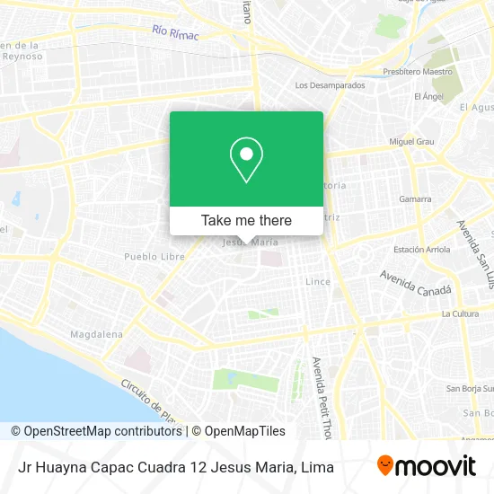 Mapa de Jr  Huayna Capac Cuadra 12 Jesus Maria