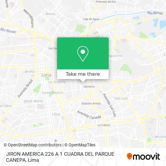 JIRON AMERICA 226  A 1 CUADRA DEL PARQUE CANEPA map