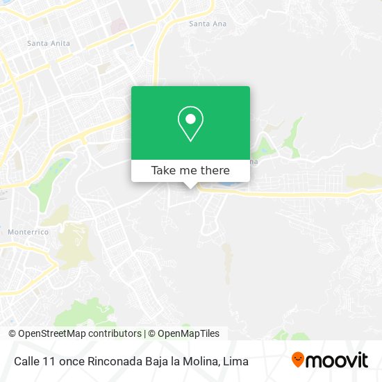 Mapa de Calle 11 once  Rinconada Baja  la Molina
