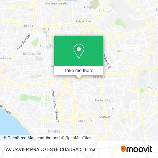 Mapa de AV  JAVIER PRADO ESTE CUADRA 5