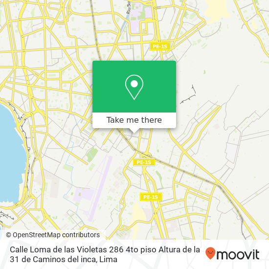 Mapa de Calle Loma de las Violetas 286 4to piso  Altura de la 31 de Caminos del inca