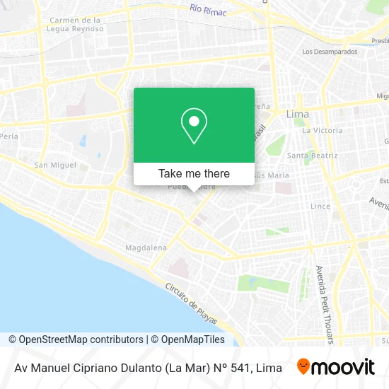 Mapa de Av  Manuel Cipriano Dulanto (La Mar) Nº 541