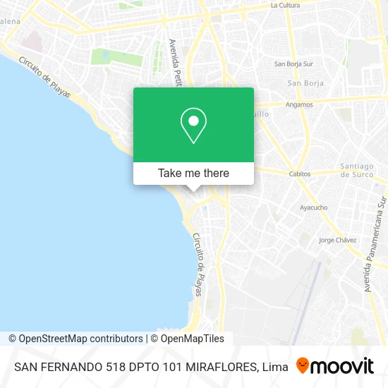 Mapa de SAN FERNANDO 518 DPTO  101 MIRAFLORES