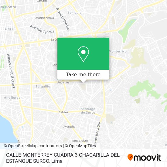 CALLE MONTERREY CUADRA 3 CHACARILLA DEL ESTANQUE   SURCO map
