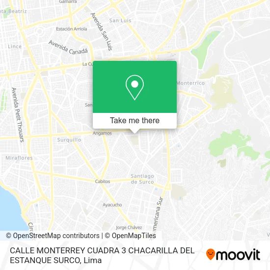 CALLE MONTERREY CUADRA 3 CHACARILLA DEL ESTANQUE   SURCO map