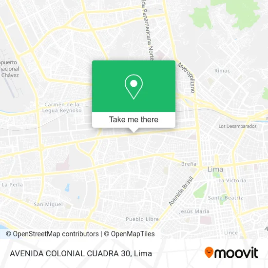 AVENIDA COLONIAL CUADRA 30 map