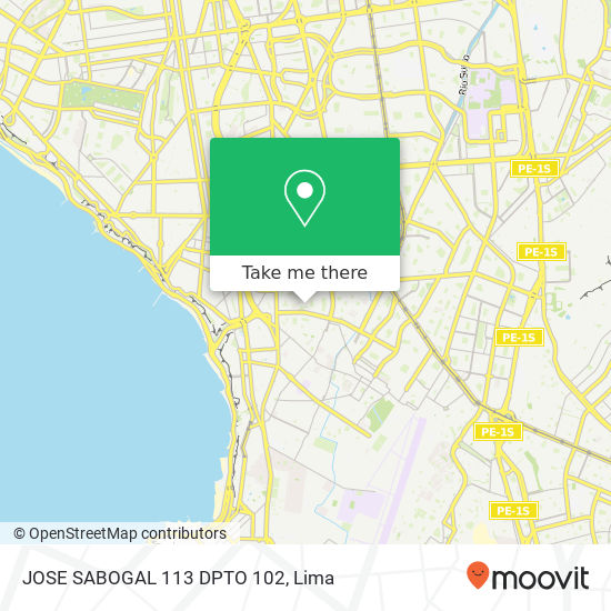 JOSE SABOGAL 113 DPTO  102 map