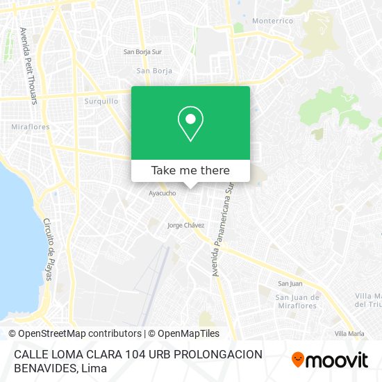 Mapa de CALLE LOMA CLARA 104  URB  PROLONGACION BENAVIDES