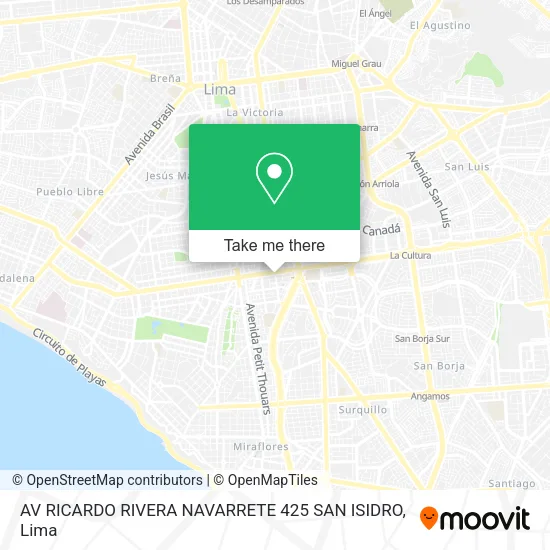 Mapa de AV  RICARDO RIVERA NAVARRETE 425  SAN ISIDRO