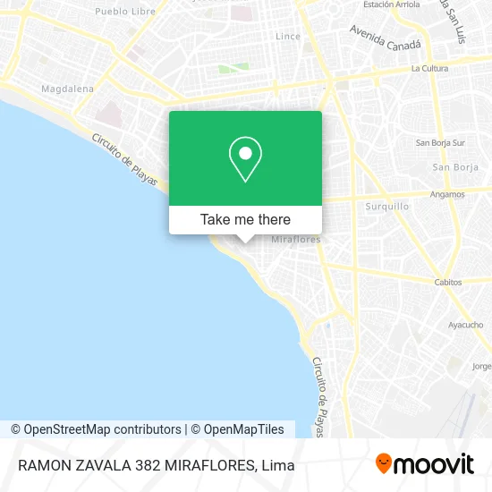 RAMON ZAVALA 382 MIRAFLORES map