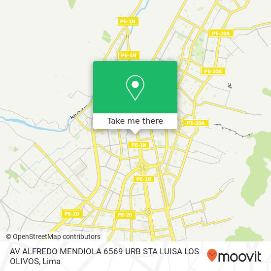 Mapa de AV  ALFREDO MENDIOLA 6569 URB  STA  LUISA LOS OLIVOS