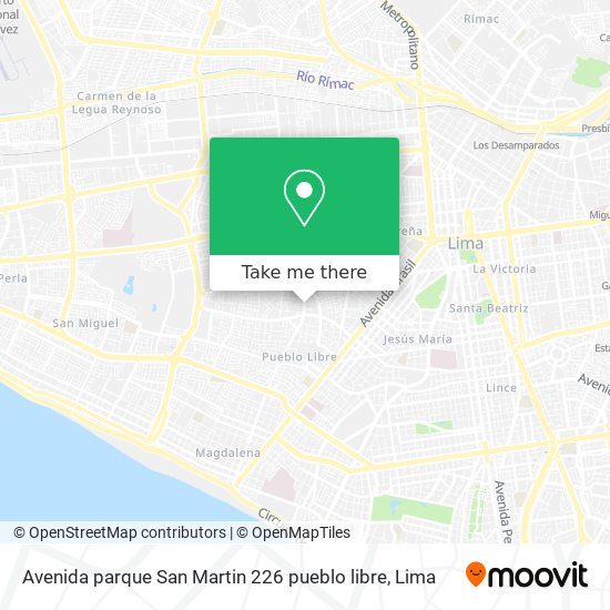 Avenida parque San Martin 226 pueblo libre map