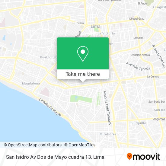 San Isidro  Av  Dos de Mayo cuadra 13 map