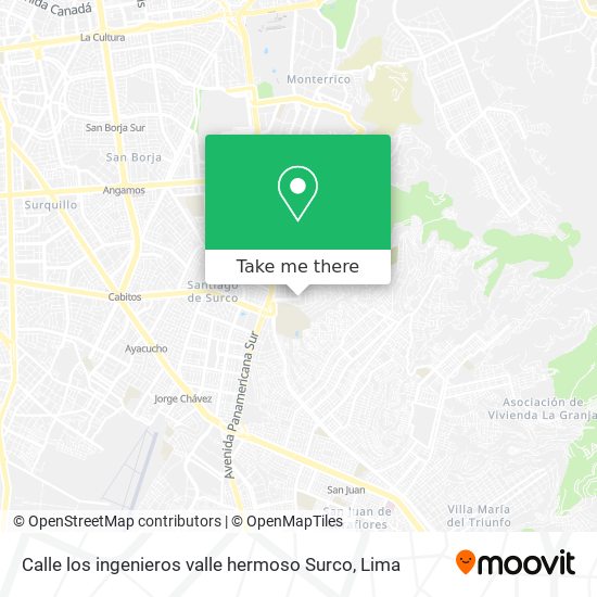 Mapa de Calle los ingenieros  valle hermoso  Surco