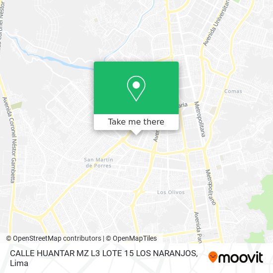 CALLE HUANTAR  MZ L3   LOTE 15  LOS NARANJOS map