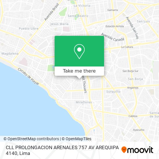 CLL  PROLONGACION ARENALES 757   AV  AREQUIPA 4140 map