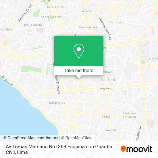 Av  Tomas Marsano Nro  368 Esquina con Guardia Civil map