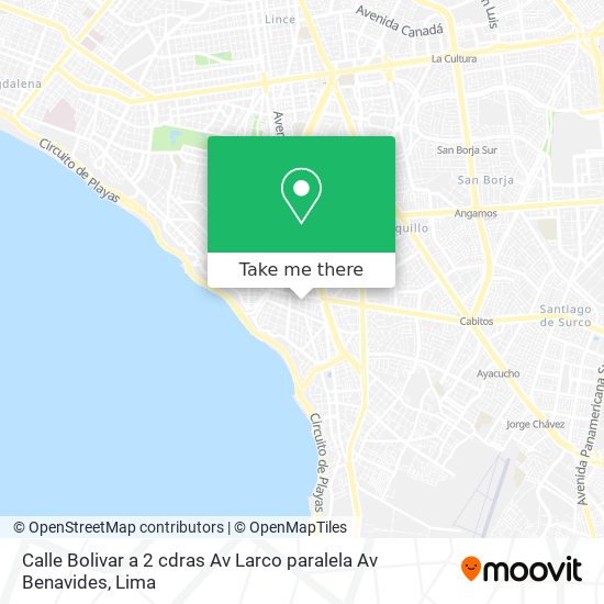 Calle Bolivar  a 2 cdras  Av  Larco  paralela Av  Benavides map