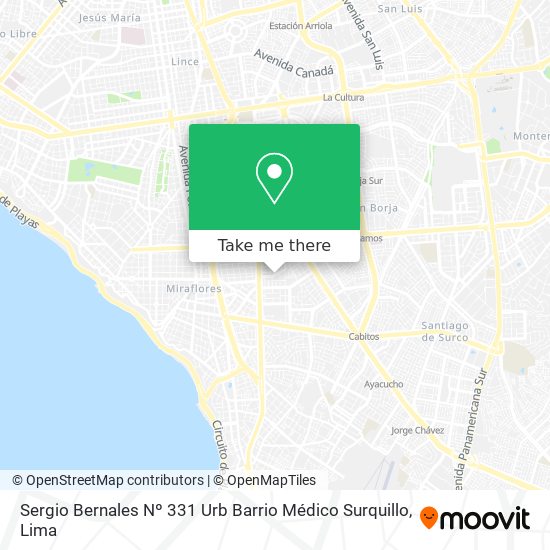 Mapa de Sergio Bernales Nº 331 Urb  Barrio Médico   Surquillo