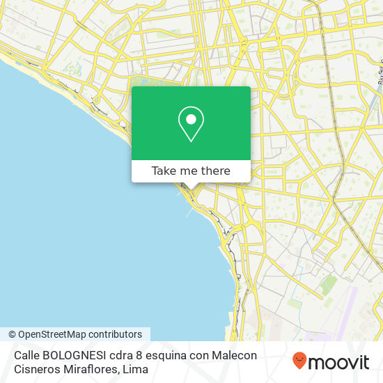 Calle BOLOGNESI cdra  8  esquina con Malecon Cisneros  Miraflores map