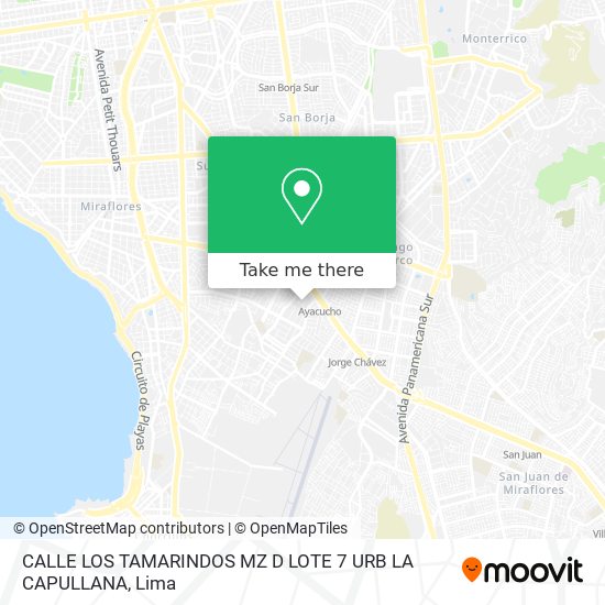 CALLE LOS TAMARINDOS MZ  D LOTE  7 URB  LA CAPULLANA map