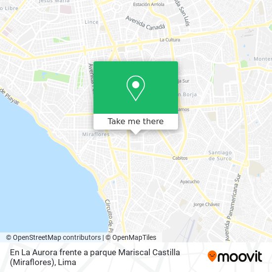 En La Aurora  frente a parque Mariscal Castilla (Miraflores) map