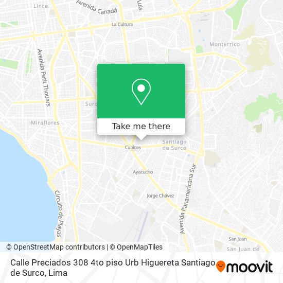 Calle Preciados 308  4to  piso  Urb  Higuereta Santiago de Surco map